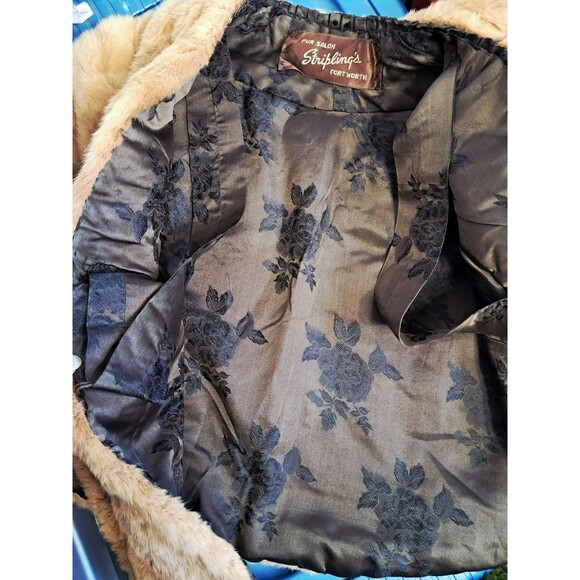 Vintage Stripling's Real Fur Shawl Stole Wrap Carmel Tan Brown Monogrammed - Picture 8 of 17